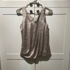 NWOT satin h&m grey top drape pleat front bubble hem